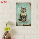 CIFbuy Retro Cat Pattern 2D Flat Metal Wall Decor Sign, 7.9*11.8Inch 1PC Vintage Rustic Metal Art Plaque, Pre-Punched Hole Easy Hanging TikTok, TikTok, ging Self-pickup Logiopics