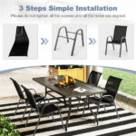 Black 2 Pack Stackable Patio Dining Chairs, Ergonomic Steel Frame Breathable Fabric Outdoor Chairs 330 LBS Capacity - Image 7