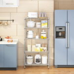 XM-304B Rectangle Carbon Steel Metal Assembly 5-Shelf Storage Rack Silver Gray - Image 35