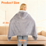8-Zone Wearable Heated Blanket - 3 Adjustable Heat Levels, 59x31in Soft Flannel, USB-Powered Portable Design with Pockets, Machine Washable Winter Warmth - Image 9