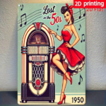 CIFbuy Vintage 1950s Pin-Up Girl Jukebox Metal Sign 8x12 Inch Retro Lost In The 50s Music Wall Decor Durable Iron Art For Home Bar Cafe TikTok, TikTok, 50s Self-pickup Logiopics - Image 7