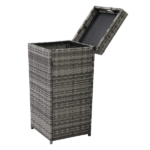 With Top Cover Iron Frame Rattan Trash Can Gary Gradient - Image 4