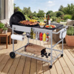 Outdoor Grill Cart for 18-22 Inch Kettle Grills, Metal BBQ Stand with Lid Holder & Storage Rack - Image 3