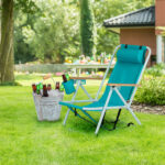 Folding Beach Chair, 4 Position Portable Backpack Foldable Camping Chair with Headrest Cup Holder and Wooden Armrests, Green - Image 5