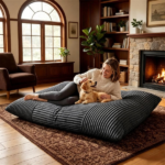 Dark Gray Convertible Corduroy Bean Bag Floor Sofa for Adults, 76.5x55 Inch Sponge Filling Foldable Floor Mattress Guest Bed, Removable Washable Cover Large Lazy Lounger - Image 6