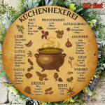 CIFbuy 1pc 8x8 Inch Round Kitchen Witch Sign, Vintage French Style Wall Art, German Language Decorative Plaque, 2D Flat Home Kitchen De TikTok, TikTok, Self-pickup Logiopics - Image 6