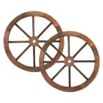 [Same Code 95885929]2pcs 24-Inch Old Western Style Garden Art Wall Decor Wooden Wagon Wheel Brown - Image 3