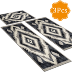 Three-piece kitchen rug set, non-slip and washable, abstract pattern kitchen hallway rug, soft and comfortable, suitable for sinks, floors, entrances, hallways and bathrooms. - Image 3