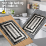 Three-piece kitchen rug set, non-slip and washable, abstract pattern kitchen hallway rug, soft and comfortable, suitable for sinks, floors, entrances, hallways and bathrooms. - Image 3