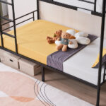 Same Code 12883671 Iron Bed Bunk Bed with Ladder for Kids Twin Size Black - Image 58