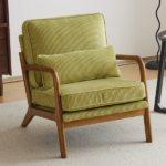 Low Arm Accent Chair - Olive Green Corduroy Upholstered Indoor Lounge Chair, Compact Single Seater with Sturdy Frame (330LBS Weight Capacity) - Image 31