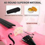 New 1/4 Acoustic Violin Case Bow Rosin Pink - Image 17