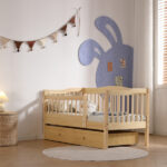 Vertical Fence Wood Painted Pine Toddler Bed with Bottom Drawer and Side Car Bed - Image 25