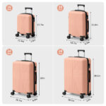 Non-TSA customs lock four-in-one PP trolley suitcase, available in 16in, 20in, 24in, and 28in sizes, in pink - Image 18