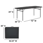 6 Foot Bi-Fold Plastic Folding Table, Black (Shipment from Walmart) - Image 2