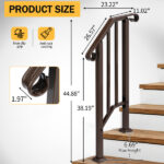 Handrails for Outdoor Steps, Iron Handrail Fits 1 Step, Transitional Handrail with Installation Kit, Copper - Image 8