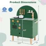 Green Wooden Kids Play Kitchen with Interactive Stove & Sink, ASTM/CPSIA Compliant Pretend Cooking Set for Ages 3+ - Image 3