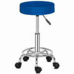 Professional Salon Stool with Spider Base - 8cm Thick Molded Foam, Semi-PU Leather, SGS Certified Gas Lift, 150kg Capacity, Nylon Casters (Blue) - Image 2