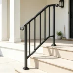2-3 Step Outdoor Stair Handrail Kit, Black Retro Arch Carbon Steel Railing with Installation Kit - Image 4