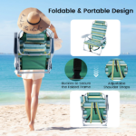 5-Position Adjustable Backpack Beach Chair with Storage Bag, Cooler Pouch & Side Bags — Ideal for Beach, Pool, Lawn - Image 5
