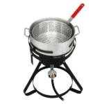 13*32inch Four-Piece Set, Black Round Iron Stove Frame, Silver Aluminum 30qt Turkey Pot 10qt Fish Pot, Gas Fryer - Image 27