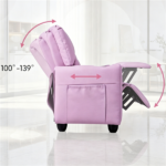 Pink 2‑Seater Kids Recliner Loveseat, Adjustable Double Toddler Sofa with Cup Holders & Storage Pockets, 330 lbs Heavy‑Duty PU Leather Kids Couch for Ages 3+ - Image 9