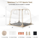 7×7FT Clear Pop Up Sports Tent, Waterproof Windproof PVC Tent for 2-4 People, Transparent Outdoor Pod for Camping Sports - Image 4