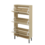 Rattan 3 Door Shoe Rack, Freestanding Modern Shoe Storage Cabinet, for Entryway - Image 14