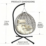 Foldable Hanging Egg Chair with Stand, HDPE Rattan Wicker Swing Chair with Cushion, Heavy Duty Frame 350 Lbs Capacity, Outdoor Patio Indoor Bedroom Balcony, Beige+Gray - Image 13