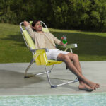 63*70*99cm Heightened Oxford Cloth Silver White Aluminum Tube Bearing 100kg Beach Chair Yellow - Image 9