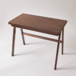 100% Solid Rubber Wood Computer Desk, Retro Walnut Writing Desk with Drawer, Sturdy A-Frame Leg, 39.37"×21.65", 0.71" Standard Thick Home Office Study Table - Image 3