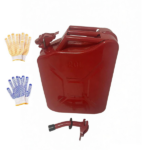 20L US Standard Cold-rolled Plate Petrol Diesel Can Gasoline Bucket with Oil Pipe Red 2 Pairs of Gloves - Image 3
