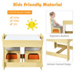 2-in-1 Kids Activity Table and Chairs Set, Double-Sided Whiteboard & Blackboard, with Hidden Storage, Certified Non-Toxic MDF, Perfect Gift for 3-7 Years Old (Natural) - Image 5