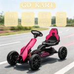 Pink Kids Pedal Go Kart, Adjustable Seat, Durable Swing Axle, Safe Outdoor Ride-On Toy - Image 3