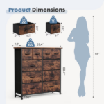 10-Drawer Fabric Dresser, Large Storage Tower for Bedroom, Closet, Living Room, Rustic Brown - Image 3