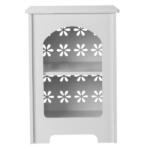 3-Tier Side Table with Storage, Nightstand End Table with Floral Design, Modern Arch Opening Bedside Table for Indoor Outdoor, White - Image 3