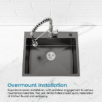 Stainless Steel Kitchen Sink, 23″x19″ Single Bowl, Overmount Handmade Sink in Black, with US Standard Drain and Hook[Unable ship on weekends, TK/TEMU only for pickup, only TX10643 warehouse supports GOFO] - Image 4