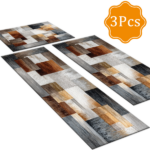 Three-piece kitchen rug set, non-slip and washable, abstract pattern kitchen hallway rug, soft and comfortable, suitable for sinks, floors, entrances, hallways and bathrooms. - Image 2