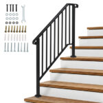 [Same Code 11384510 73142795]Artisasset Matte Black Outdoor 3 Level Iron Handrail - Image 19