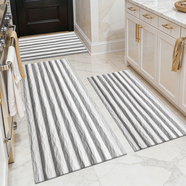 Three-piece kitchen rug set, non-slip and washable, abstract pattern kitchen hallway rug, soft and comfortable, suitable for sinks, floors, entrances, hallways and bathrooms.