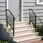 [Same Code 89100953]Matte Black Outdoor 2-Step Iron Handrail - Image 11