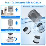 72000 Times/Min Tapping Mattress Vacuum Cleaner with UV-C Sanitizing Light, 9000PA & 15000PA Dual Suction Cordless Dust Mite Remover with Double Dust Cup - Image 5