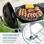 Outdoor Grill Cart for 18-22 Inch Kettle Grills, Metal BBQ Stand with Lid Holder & Storage Rack - Image 9