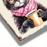 CIFbuy Vintage Black Cat Drinking Coffee Metal Sign 8x12 Inch, Antique Tin Plaque With Glasses For Home Kitchen Cafe Bar Garage Decor TikTok, TikTok, Self-pickup Logiopics - Image 5