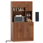 Natural PE Rattan Large Buffet Sideboard (50"), 4-Door Design with Removable Adjustable Shelves - Image 25