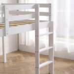 Elevated Cross Bracing Straight Ladder Twin Pine Wooden Bed White - Image 12