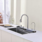 Pull-out Facuet Single Bowl Sink Kitchen Vegetable Sink 304 Whale Waterfall Sink Dish Sink Household Vegetable Washing Basin, Dark Gray[Unable ship on weekends, TK/TEMU only for pickup, only TX10643 warehouse supports GOFO] - Image 5
