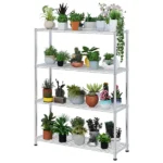 4-Layer Adjustable Shelf Iron Household Shelf without Wheels 35.43*13.78*55.12in Silver-Gray - Image 4