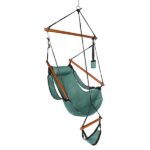 Oxford Cloth Hardwood With Cup Holder Wooden Stick Perforated 100kg Seaside Courtyard Oxford Cloth Hanging Chair Green