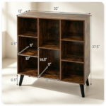 Rustic Brown 8-Cube Open Bookshelf with Top Display Shelf, Engineered Wood Freestanding Book Storage Organizer with Anti-Tipping Kit for Living Room Bedroom Office - Image 5